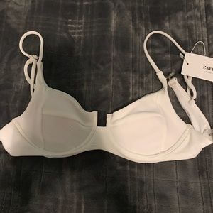 White Ribbed Bralette Bikini Top